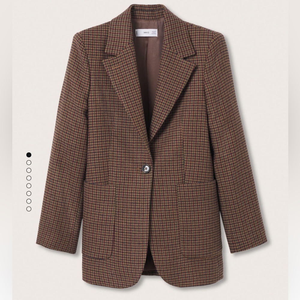 Mango Check Wool Blazer